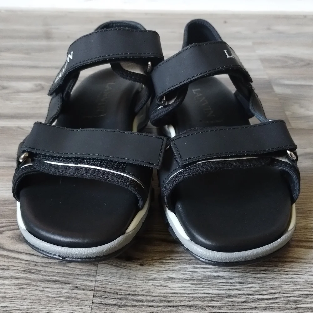 Lanvin Paris Black White Strappy Sandals Kids Size 30 US 12.5